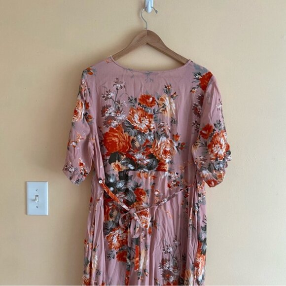 April Cornell Briar ROne Sizee Occasion Dress Woman Large Floral Pink Pocket Coq - Picture 7 of 16
